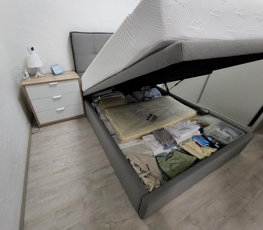 Dunlopillo Queen size bed frame and Tempur mattress, Furniture & Home