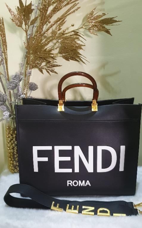 FENDI Sunshine Large Black Shopper Bag, Luxury, Bags & Wallets on Carousell