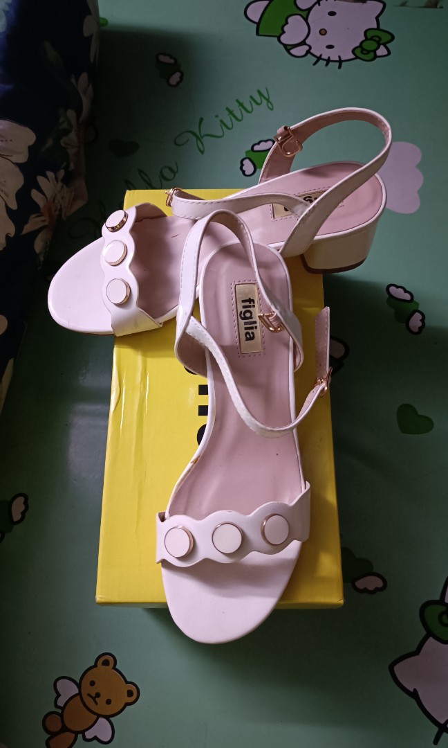 Figlia White Sandals with Heels, Women's Fashion, Footwear, Heels on ...