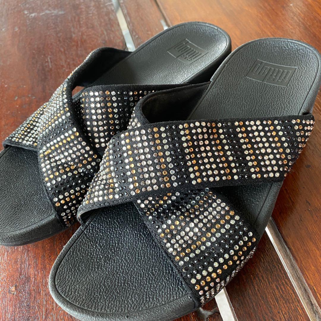 Fitflop Ritzy Cross Slide Sandal Authentic Black New Releases