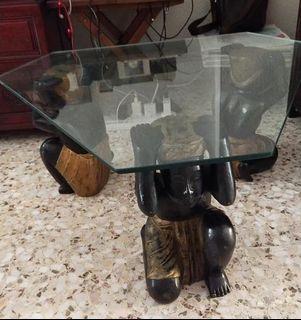 Glass Coffee Table with African Design