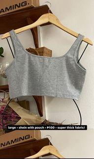Gray Ribbed Cropped Tank