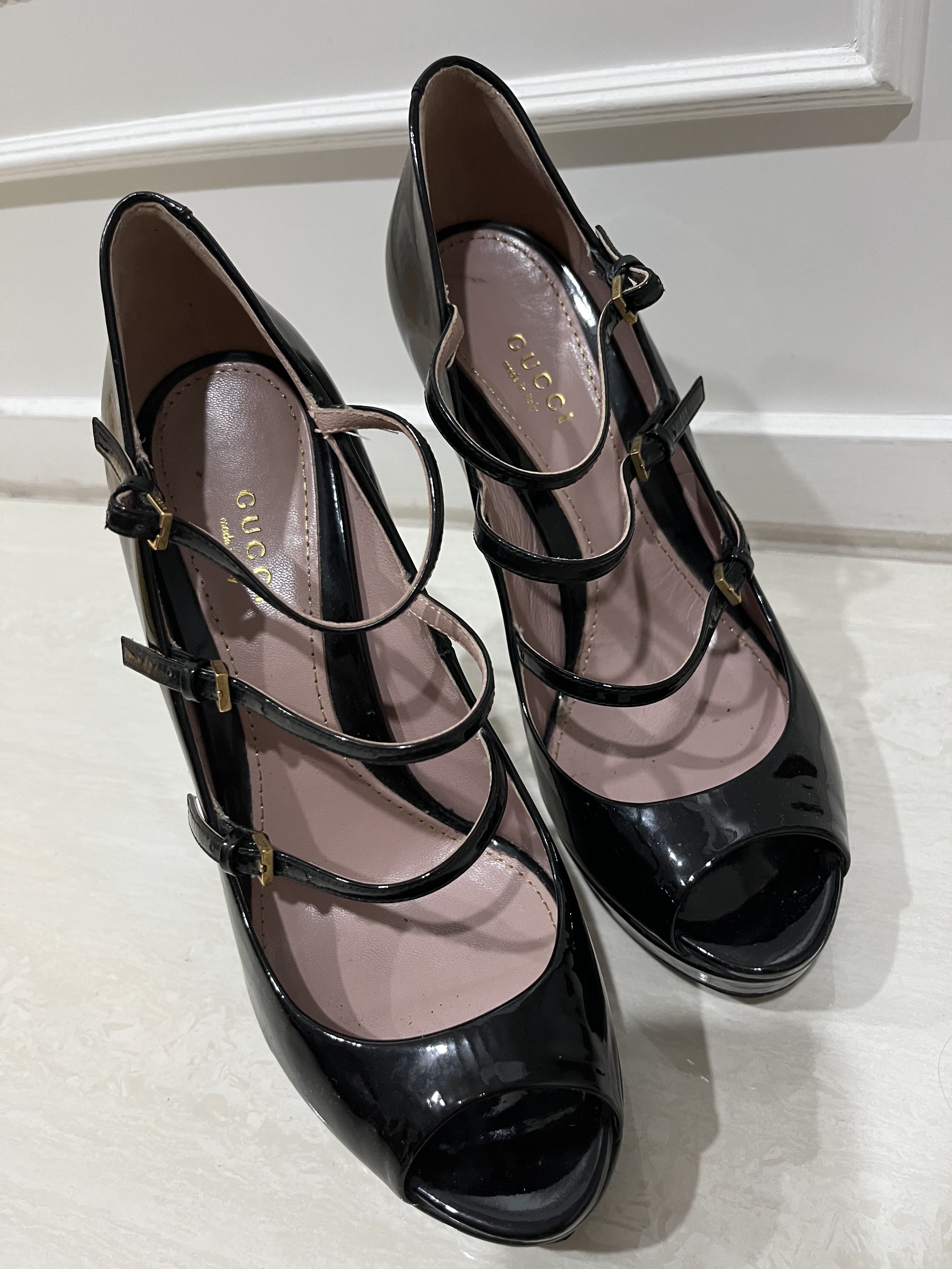 white gucci platform heels