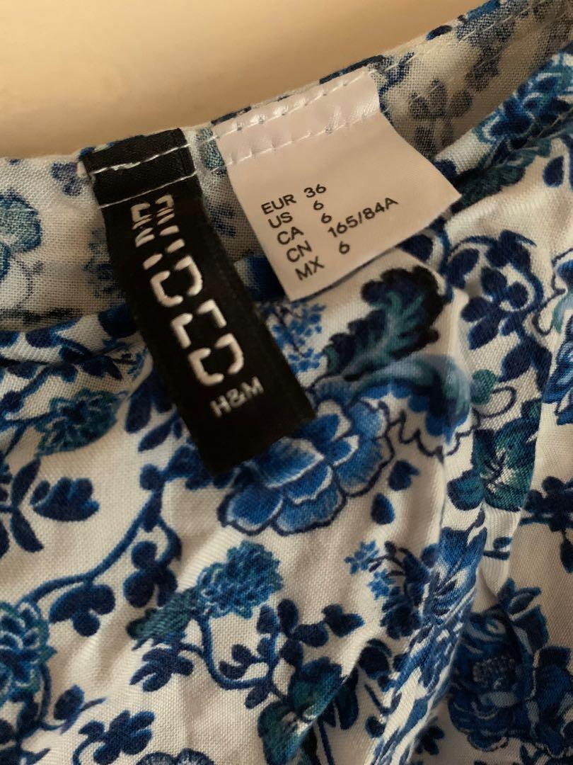 H M Blue and White maxi dress beach dress Women s Fashion