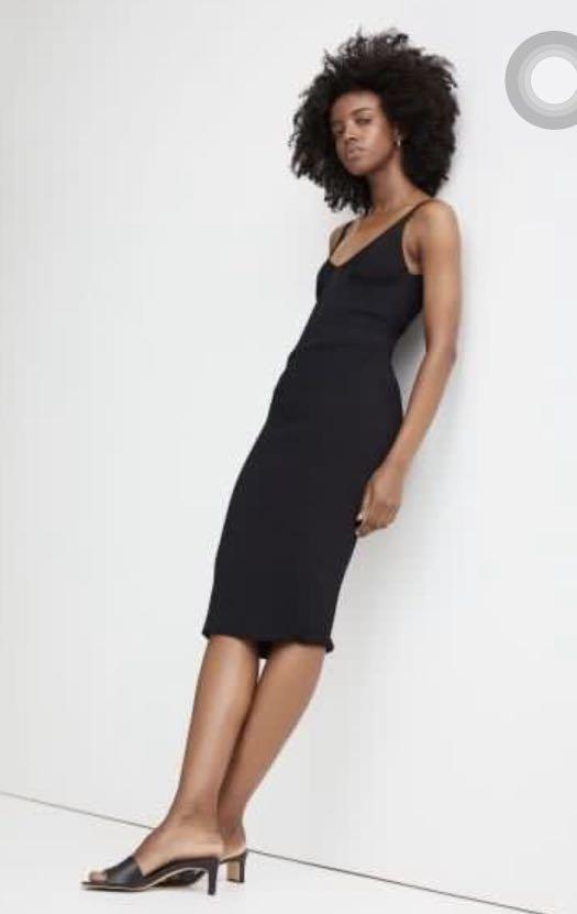 H M Ribbed Midi Black Bodycon Dress Women s Fashion Muslimah
