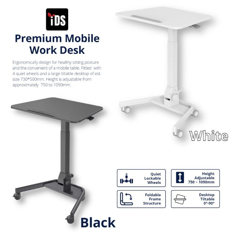 [iDS] Ergonomic Table Pneumatic Tiltable Desk Height Adjustable Desk Mobile Foldable Table