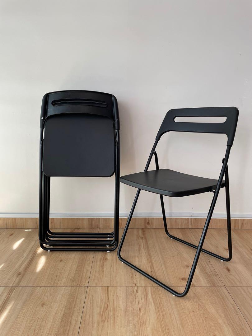 Ikea Black Folding Chair [Set of 4], Furniture & Home Living, Furniture