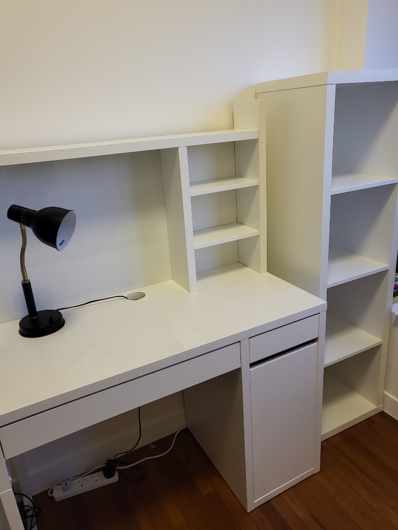 IKEA Desk & AddOn Shelf, Furniture & Home Living, Furniture, Tables & Sets on Carousell