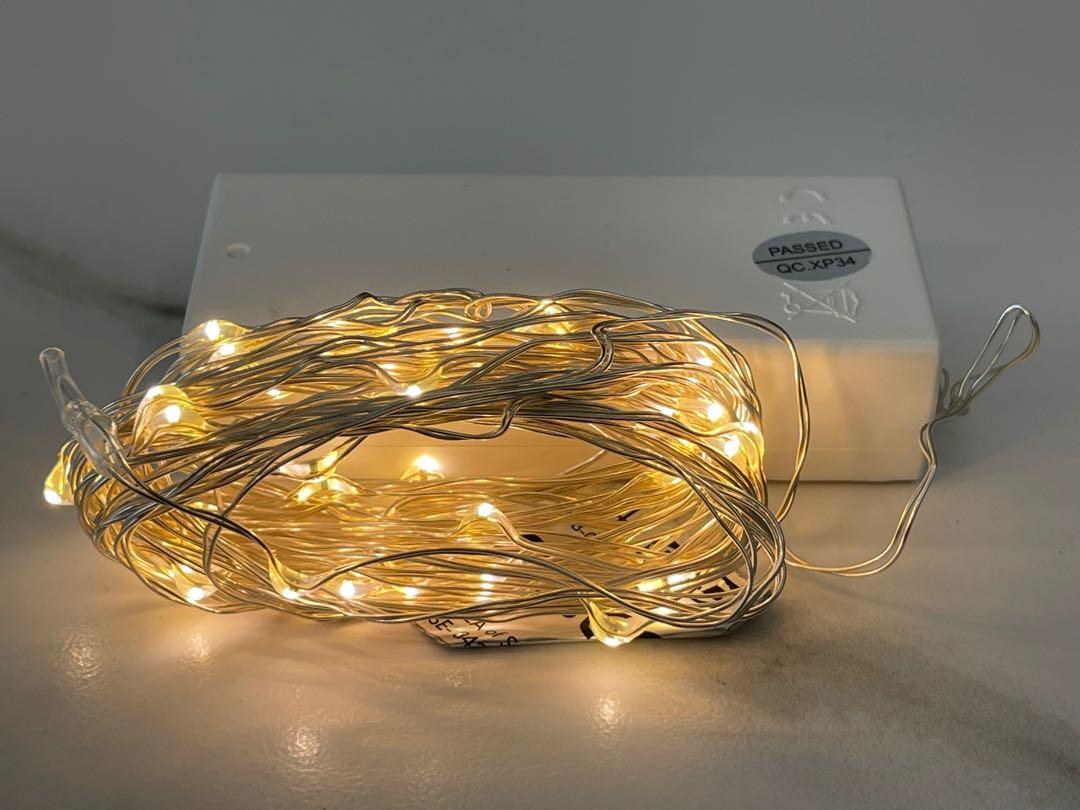 VISSVASS LED string light with 40 lights, indoor, battery operated