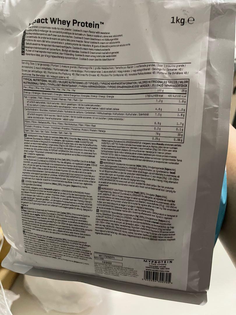 MYPROTEIN Impact Whey Protein(Cookies & Cream) 1KG, Food & Drinks