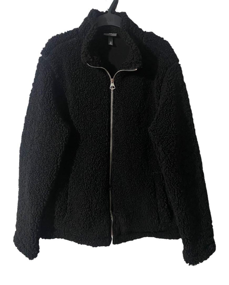 jacket sherpa h m black Fesyen Pria Pakaian Baju Luaran di