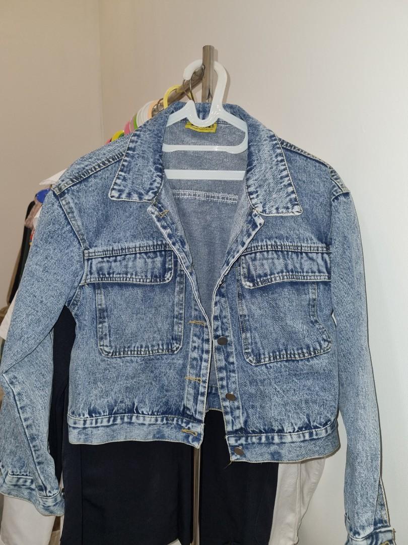 Jaket jeans crop top wanita