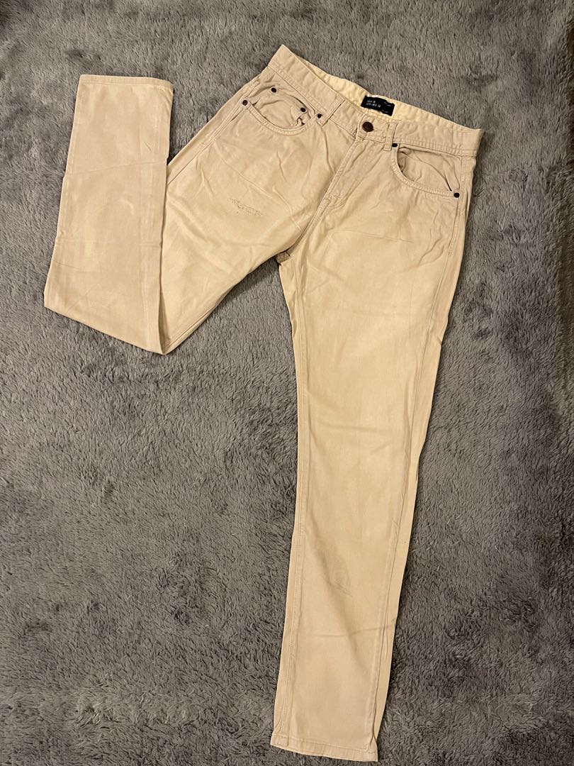 Jeans Khaki ZARA, Fesyen Pria, Pakaian 