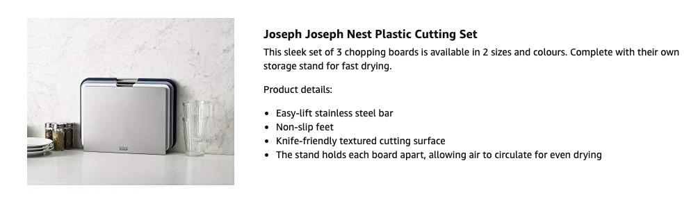 Joseph Joseph Nest Boards Large 3-Piece Cutting Board Set- Grey