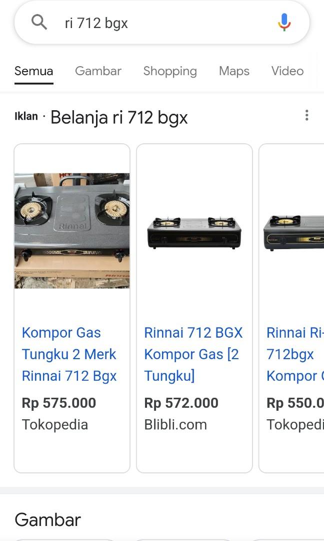Kompor Gas Rinnai Tipe Ri 712 Bgx Kitchen Appliances Di Carousell