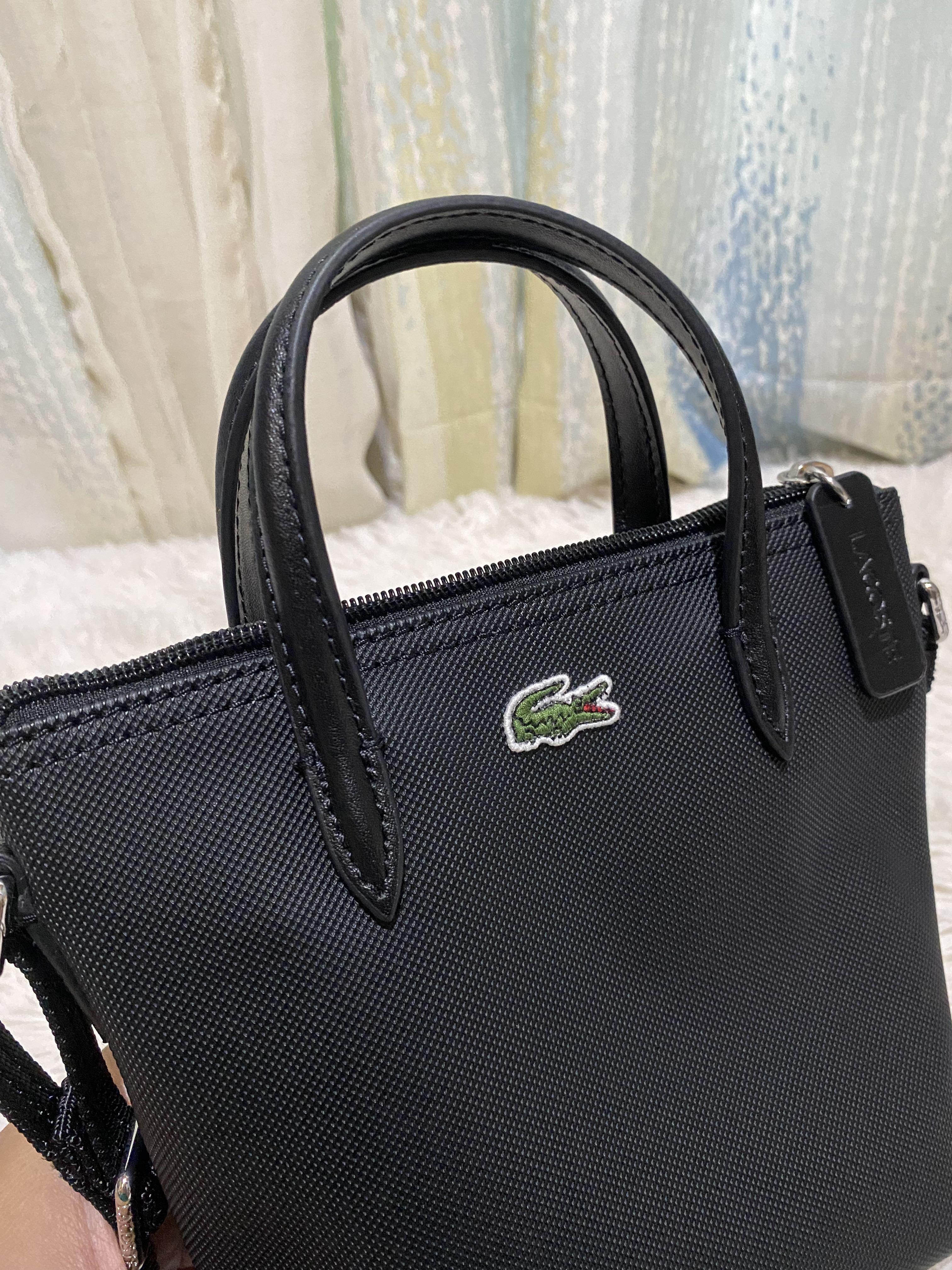 Lacoste Black Mini Zip Tote Bag, Women's Fashion, Bags & Wallets, Cross