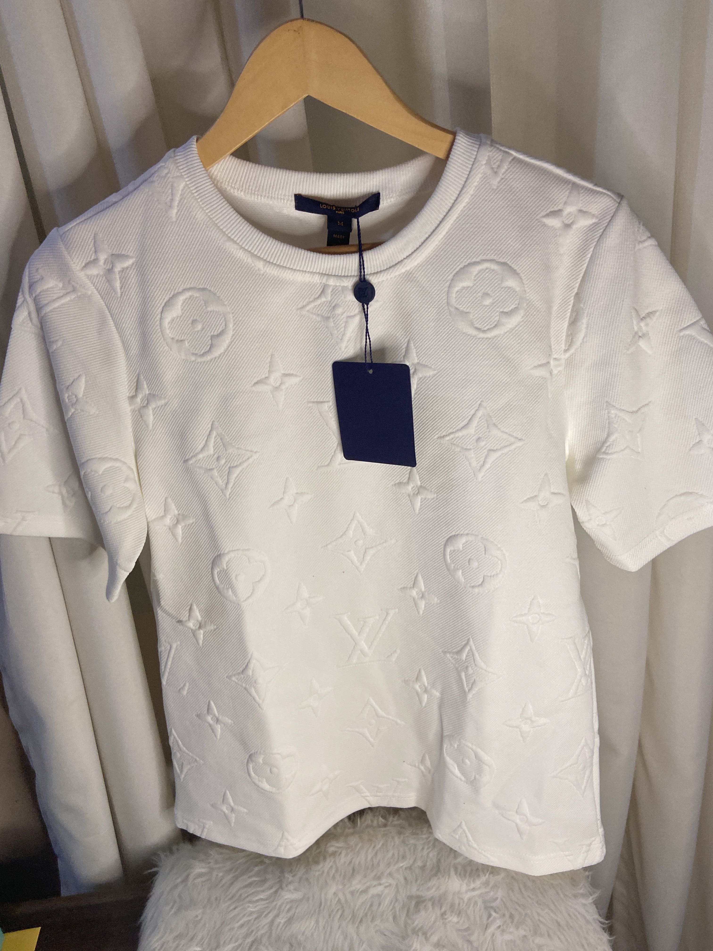 Louis Vuitton embossed white top pre order, Luxury, Apparel on