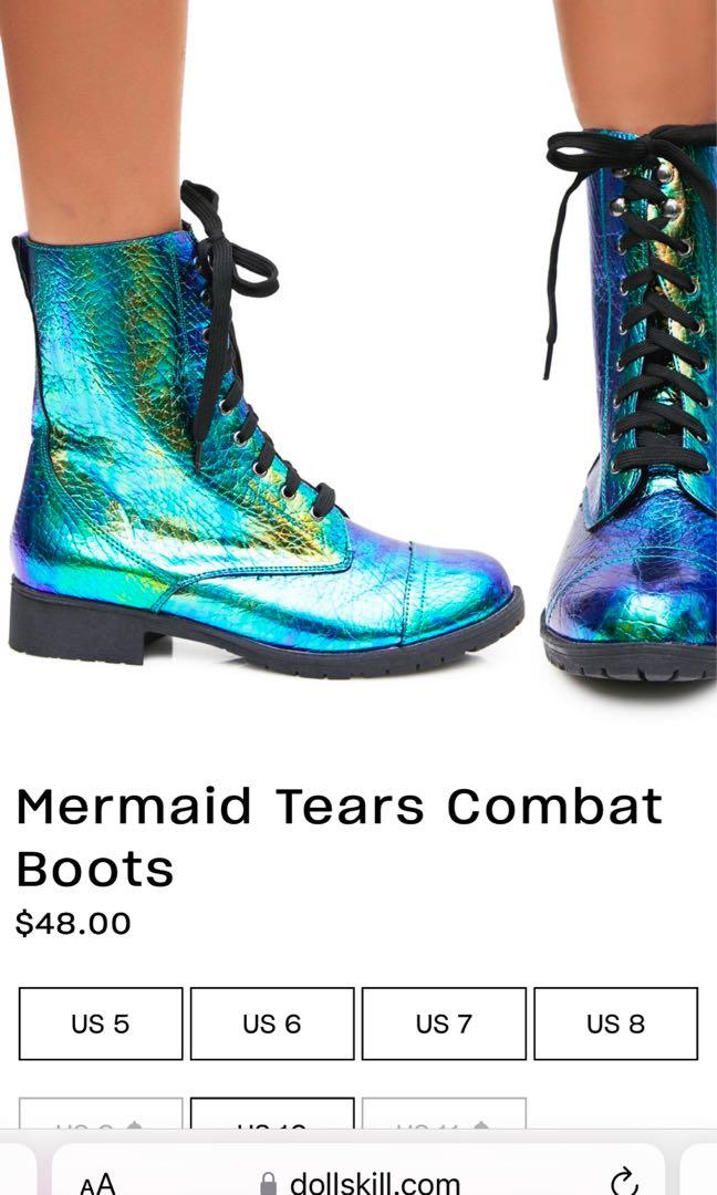 Mermaid tears combat boots dollskill beetle shell colour