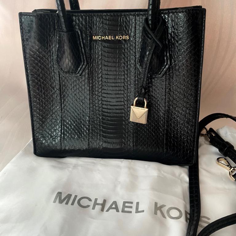 MICHAEL KORS mercer black snakeskin small tote Luxury Bags