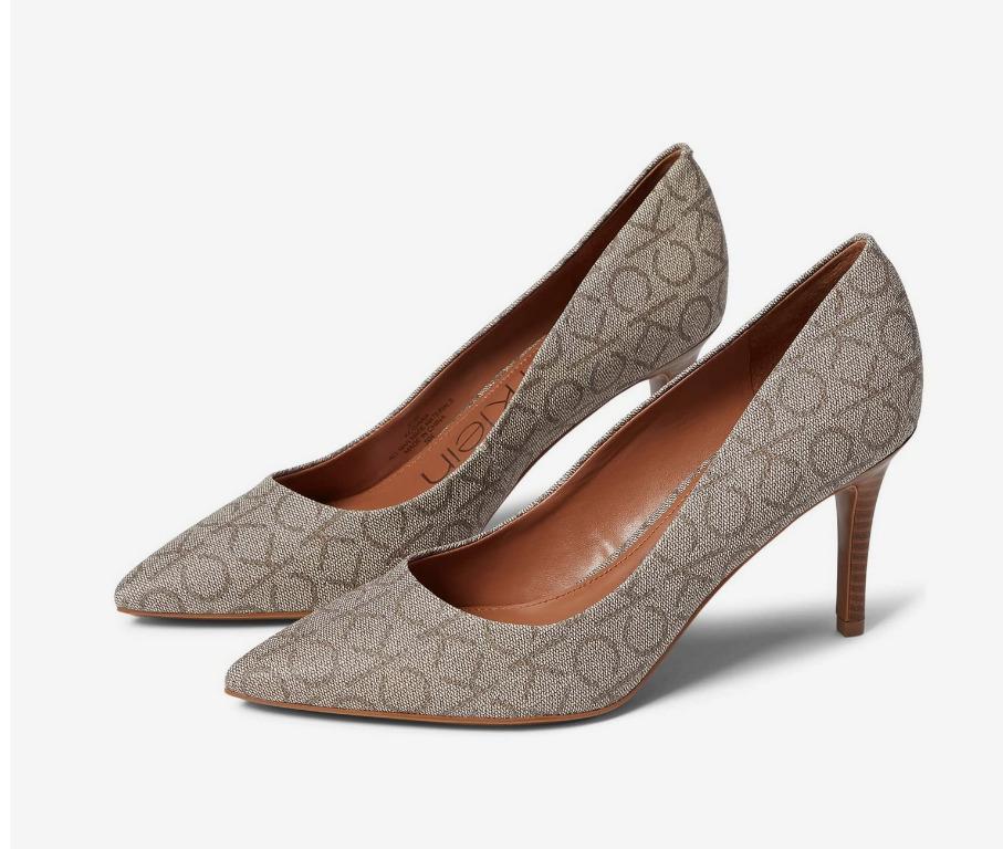 NEW! CALVIN KLEIN CK GIANA ALMOND BROWN HIGH HEELS SANDALS PUMPS SHOES 7 37  $89 SALE, Women's Fashion, Footwear, Heels on Carousell