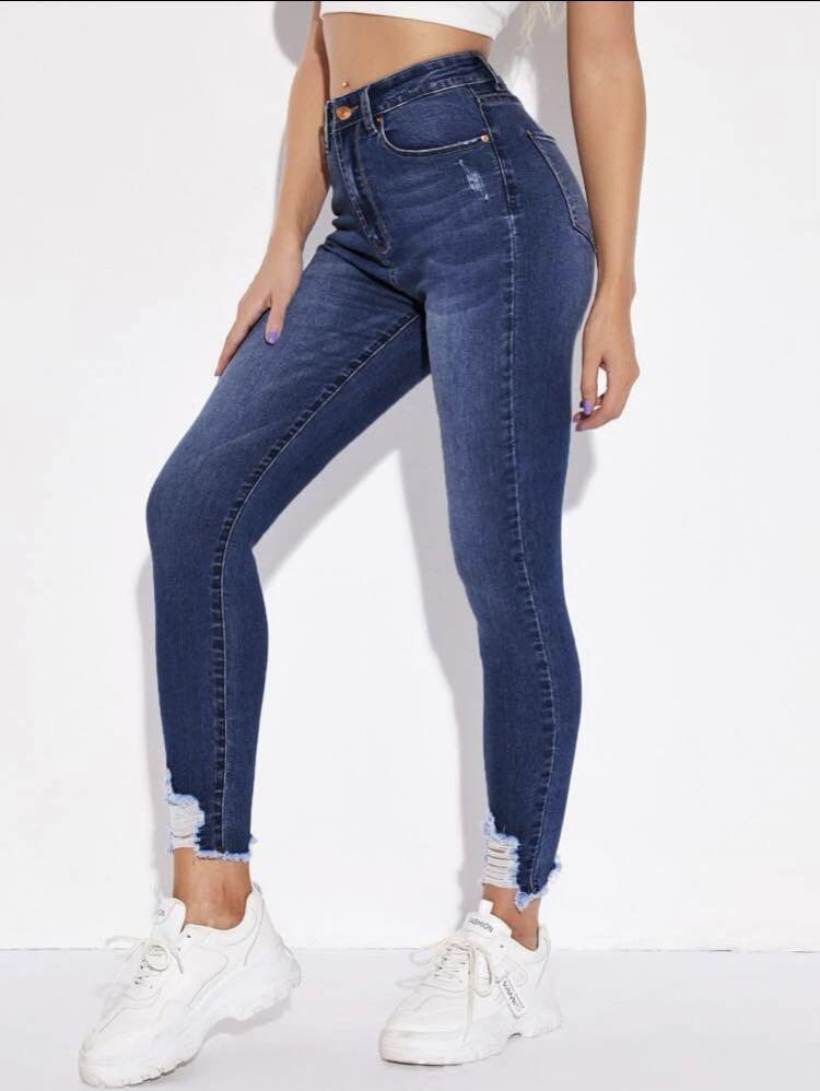 Frayed skinny top jeans