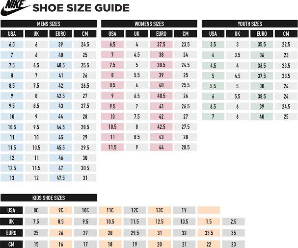 Nike kawa 2025 slide size chart