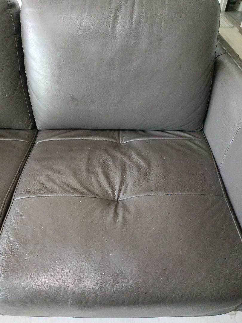 Nook and Cranny Andre Half Leather 2 seater Sofa (custom dark grey