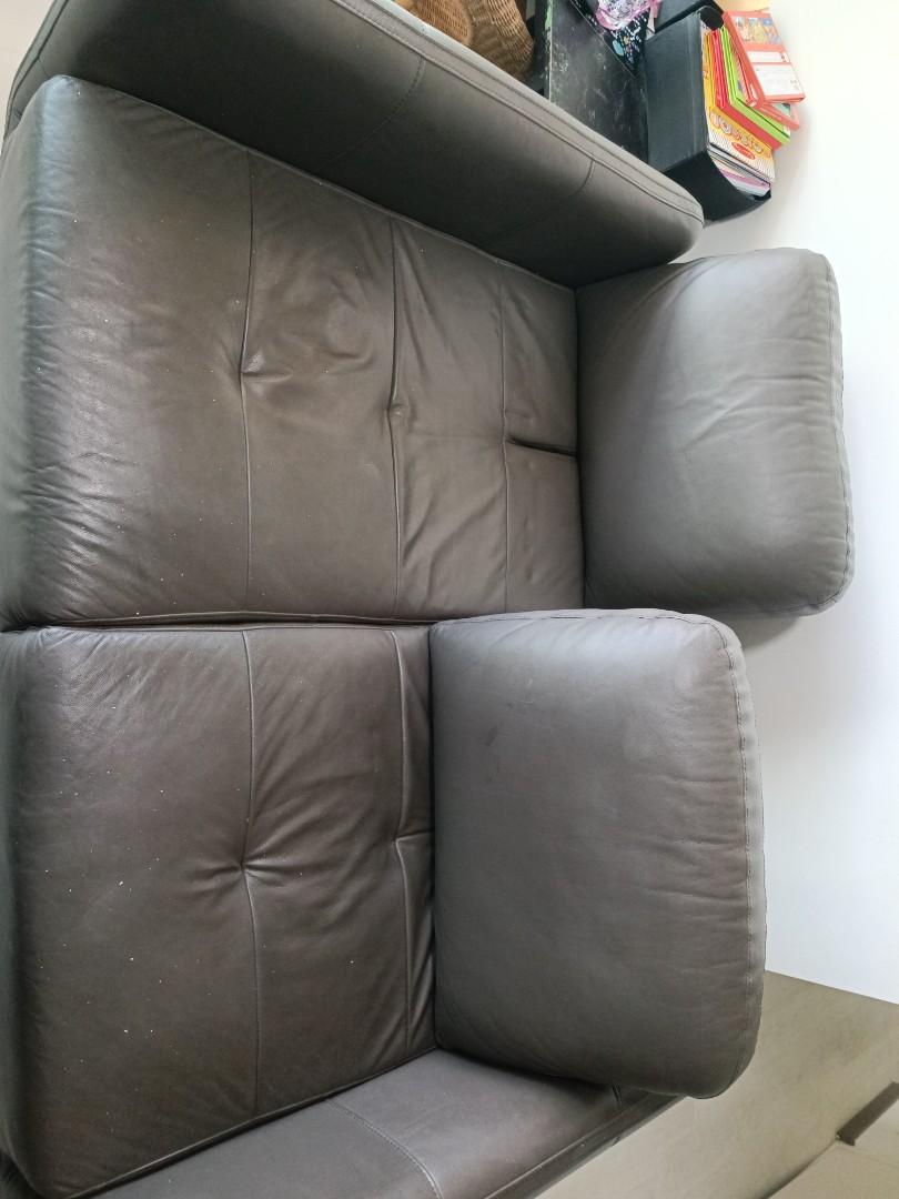 Nook and Cranny Andre Half Leather 2 seater Sofa (custom dark grey