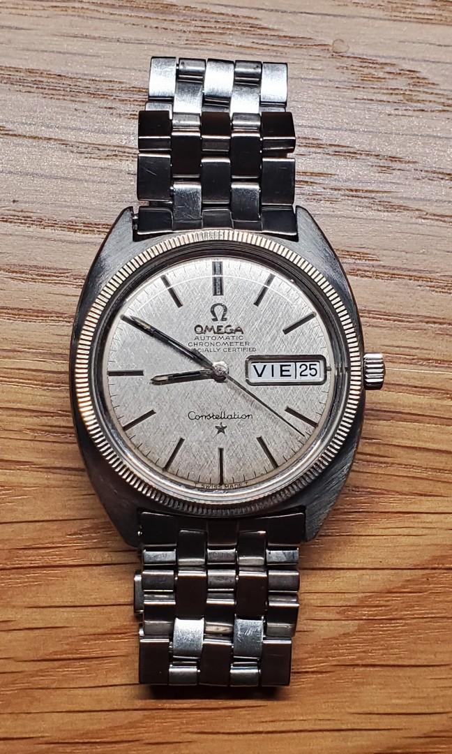 Omega constellation 168.029 silver linen dial, 名牌, 手錶- Carousell