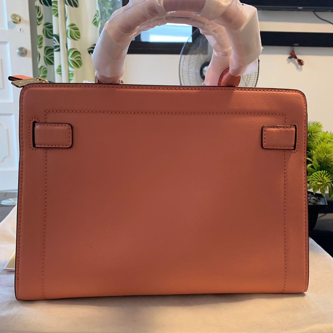 Michael kors studded rayne medium ew satchel handbag peach leather