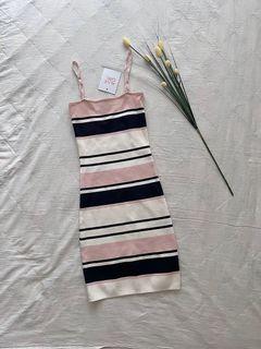 Pastel Striped Ribbed Bodycon Mini Dress