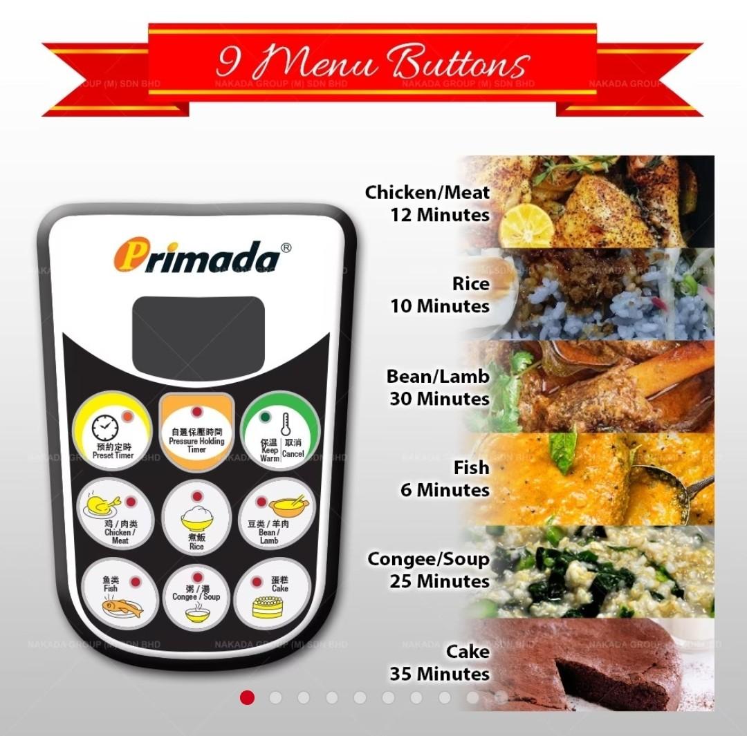 Primada 6 Liter Pressure Cooker PC6010 TV Home Appliances