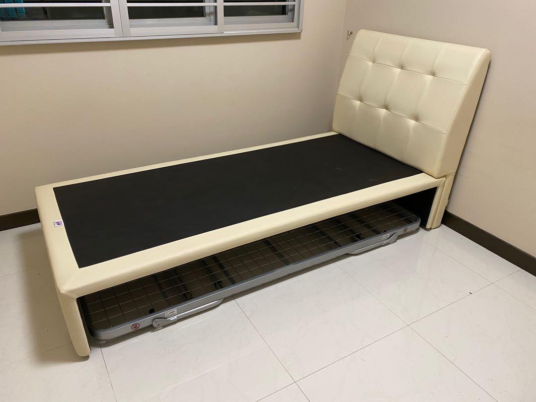 Pull out bed frame with folding legs (Single), Furniture & Home Living