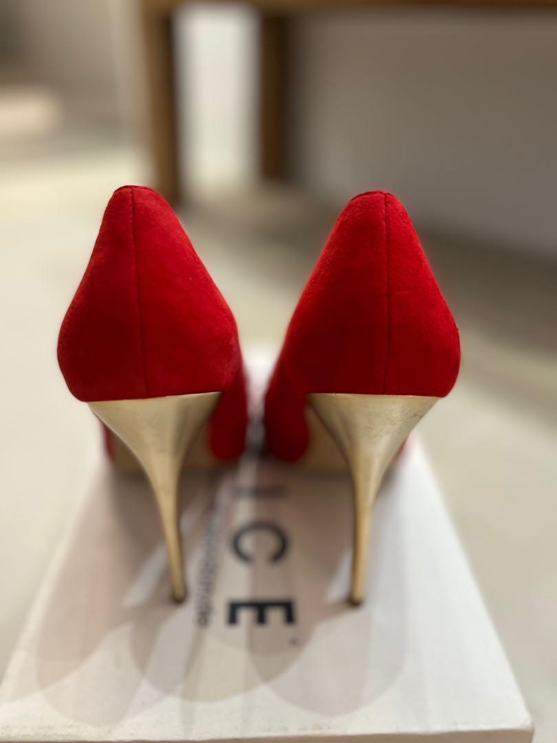 OFFICE Red and Gold Heels Women s Fashion Footwear Heels on