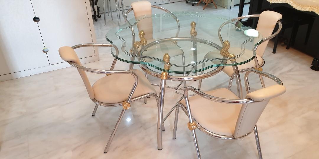 Round glass dining table shop with lazy susan