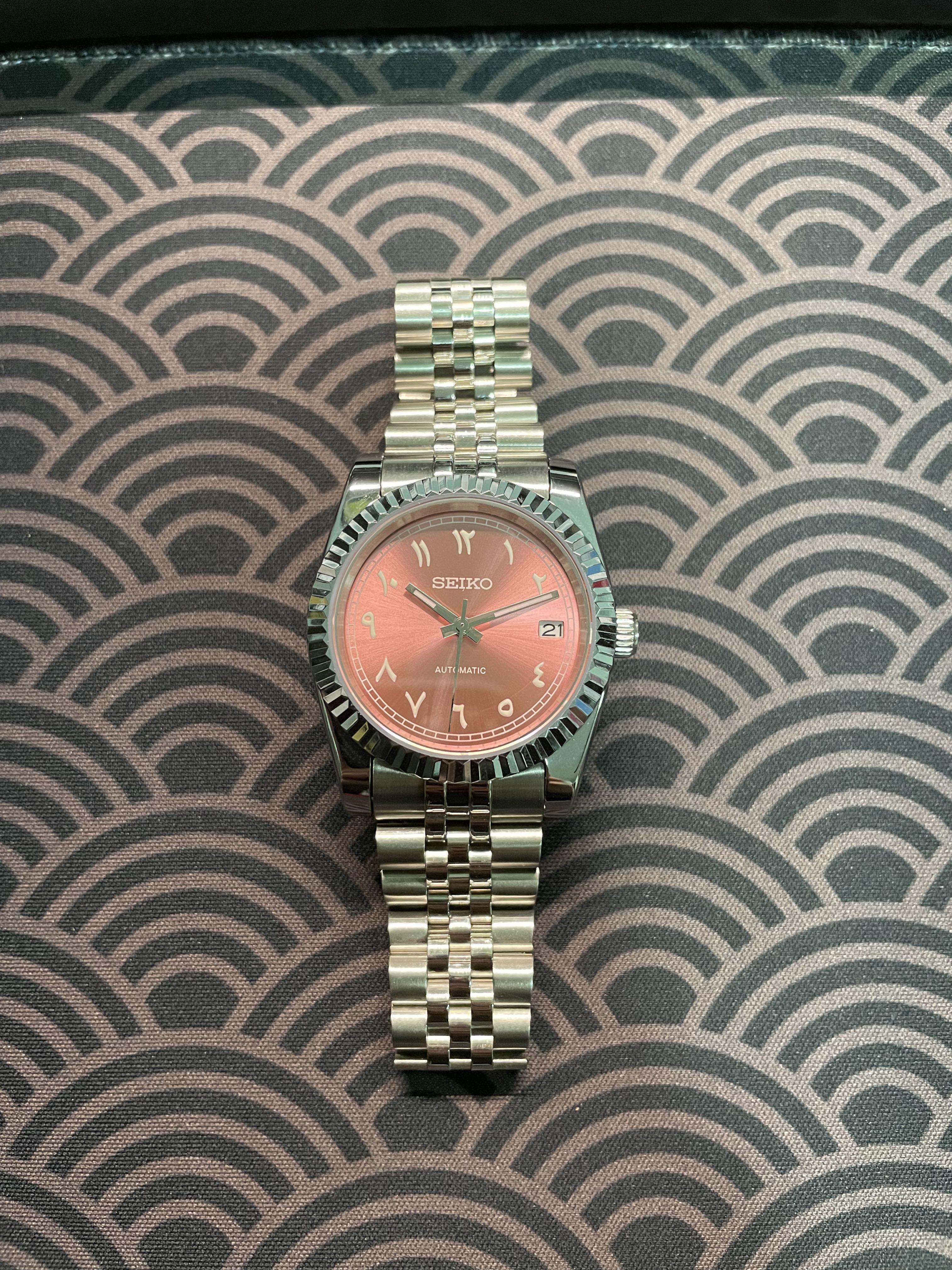 Seiko Custom Mod Datejust Arabic Pink 36mm case