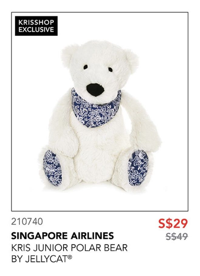 singapore airlines kris junior polar bear jellycat