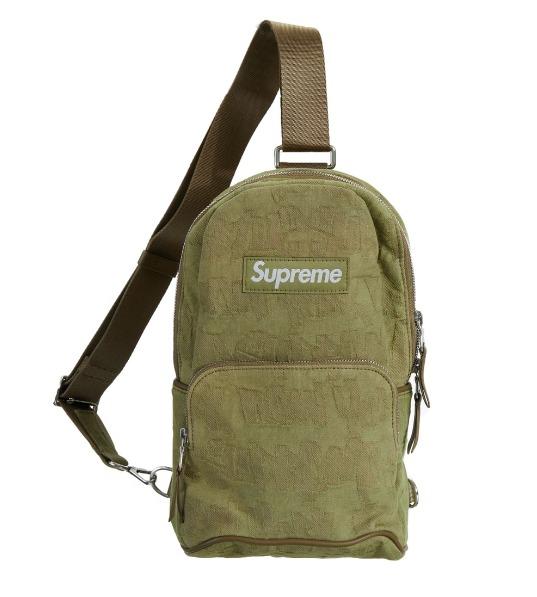 Supreme Fat Tip Jacquard Denim Sling Bag Olive, Men's Fashion