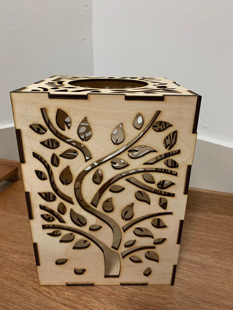 Leaves Pattern Candle Holder Laser Cut Tree Lamp wood Tea light