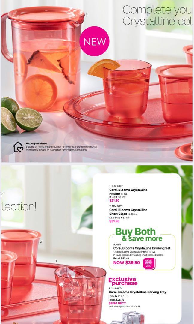 Tupperware Crystalline Pitcher set with tray, Furniture & Home Living