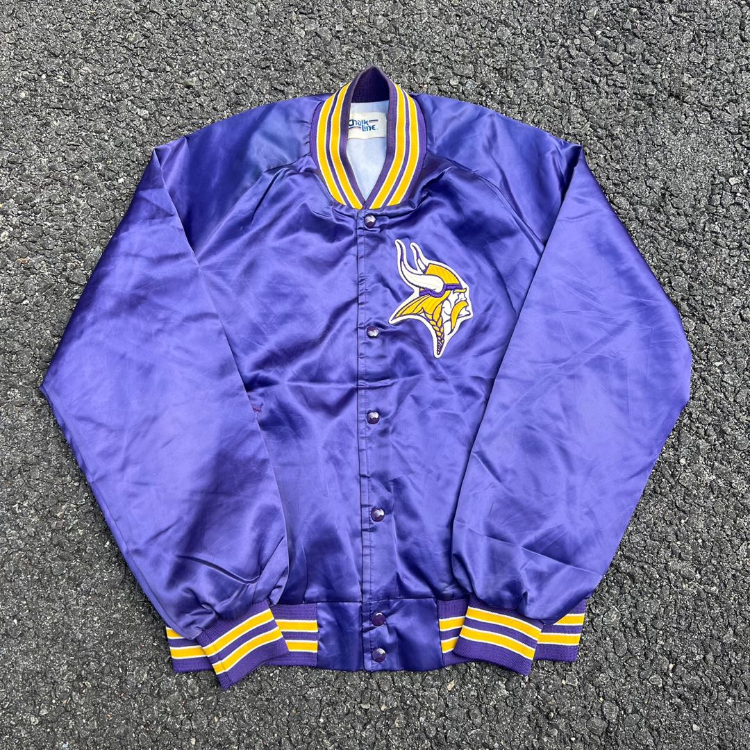 Vintage Minnesota Vikings Chalk line Satin jacket Large For Sale