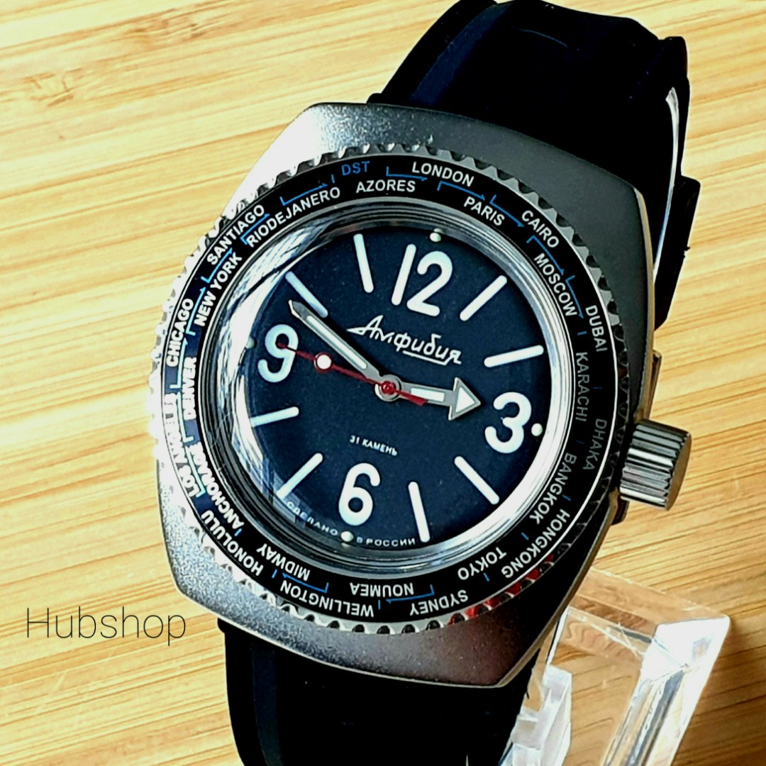 Vostok Amphibia Classic Automatic Panerai diver vintage style. Modded world cities bezel 35 Free delivery. Men s Fashion Watches Accessories Watches on Carousell