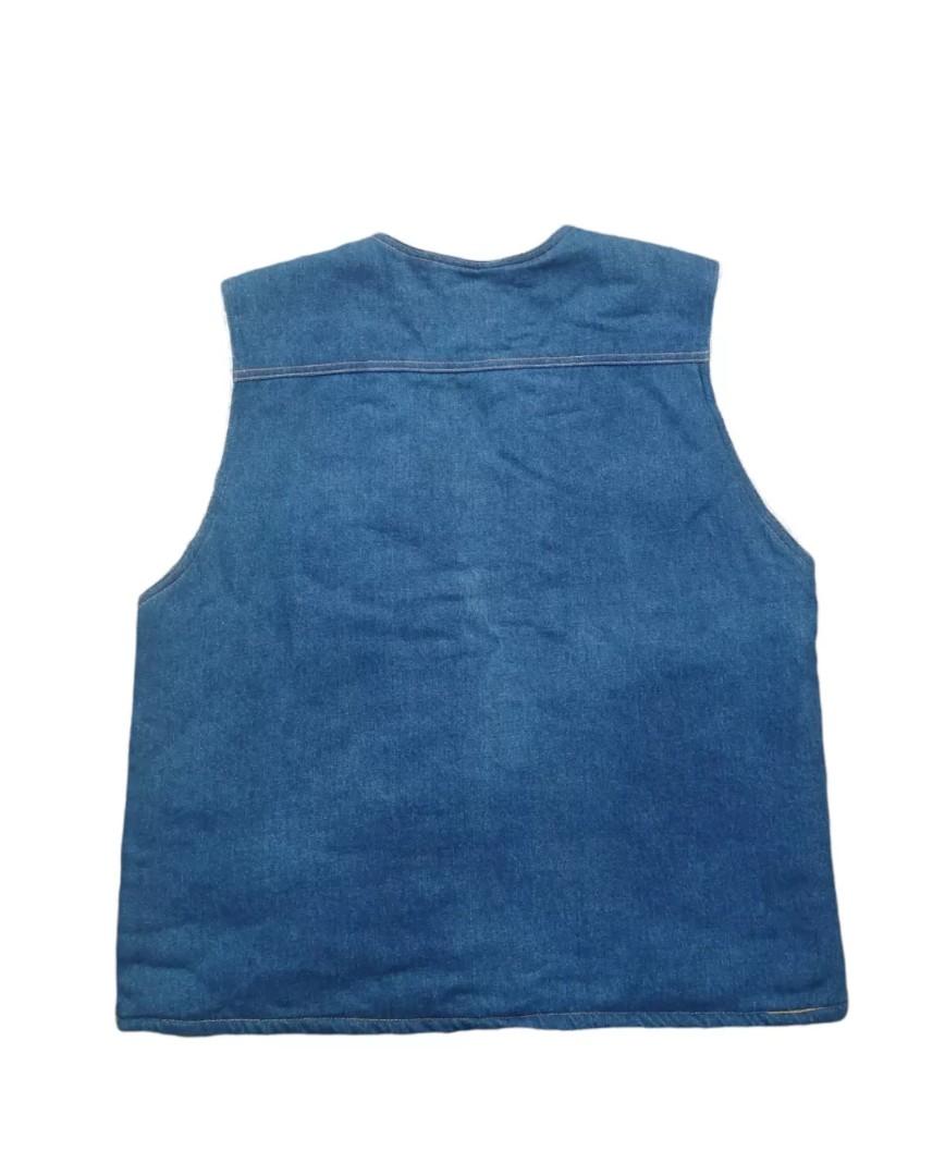 Vtg Hunting Vest Denim Sherpa lined 