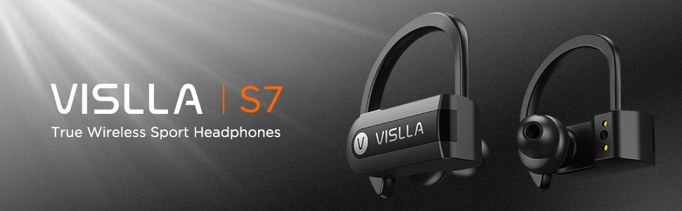 Wireless Earbuds Vislla 5.0 Bluetooth Sport Headphones Stereo Bass Sound TWS Ear Buds Over Ear Sweatproof Headset 8 Hours Playtime Wireless Earphones
