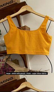 Yellow Ribbed Crop Tank
