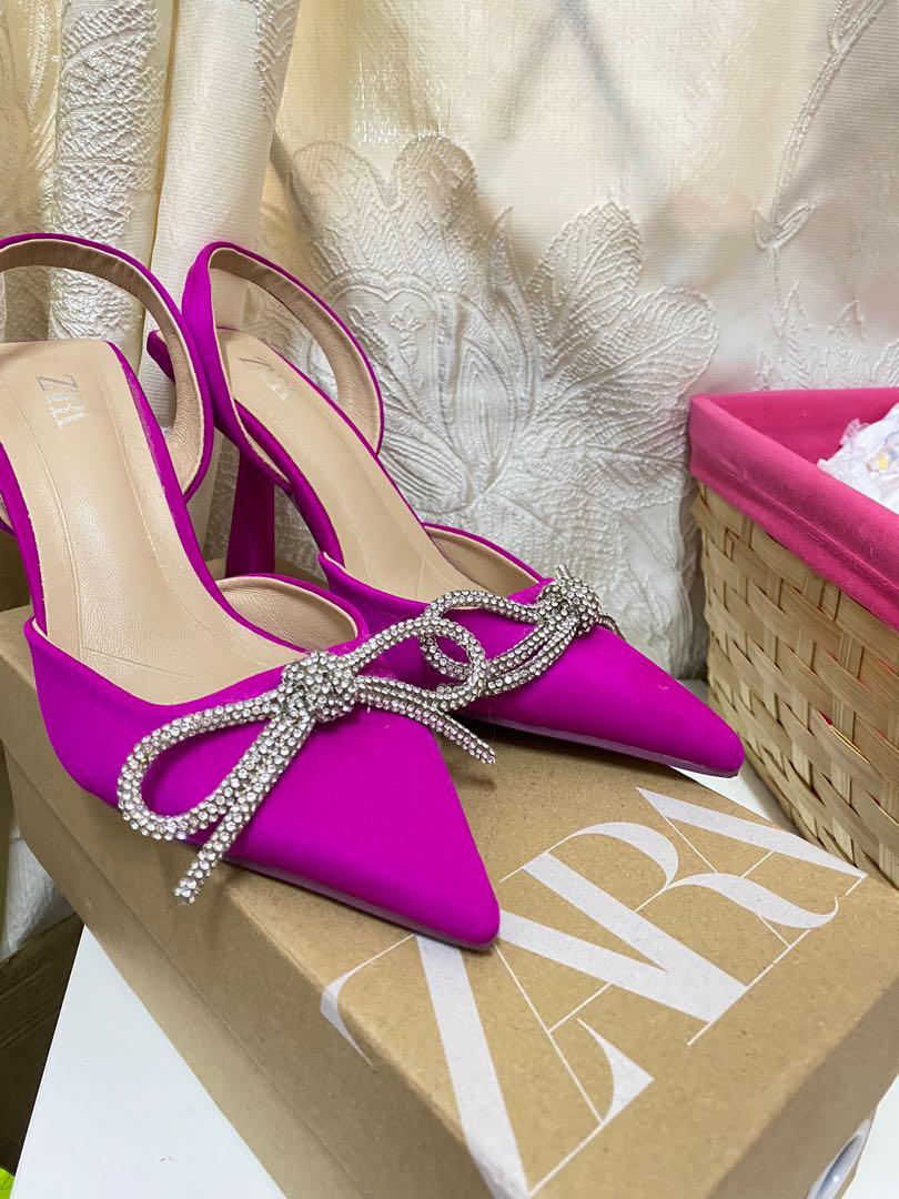 ZARA Rhinestone bow tie high heel