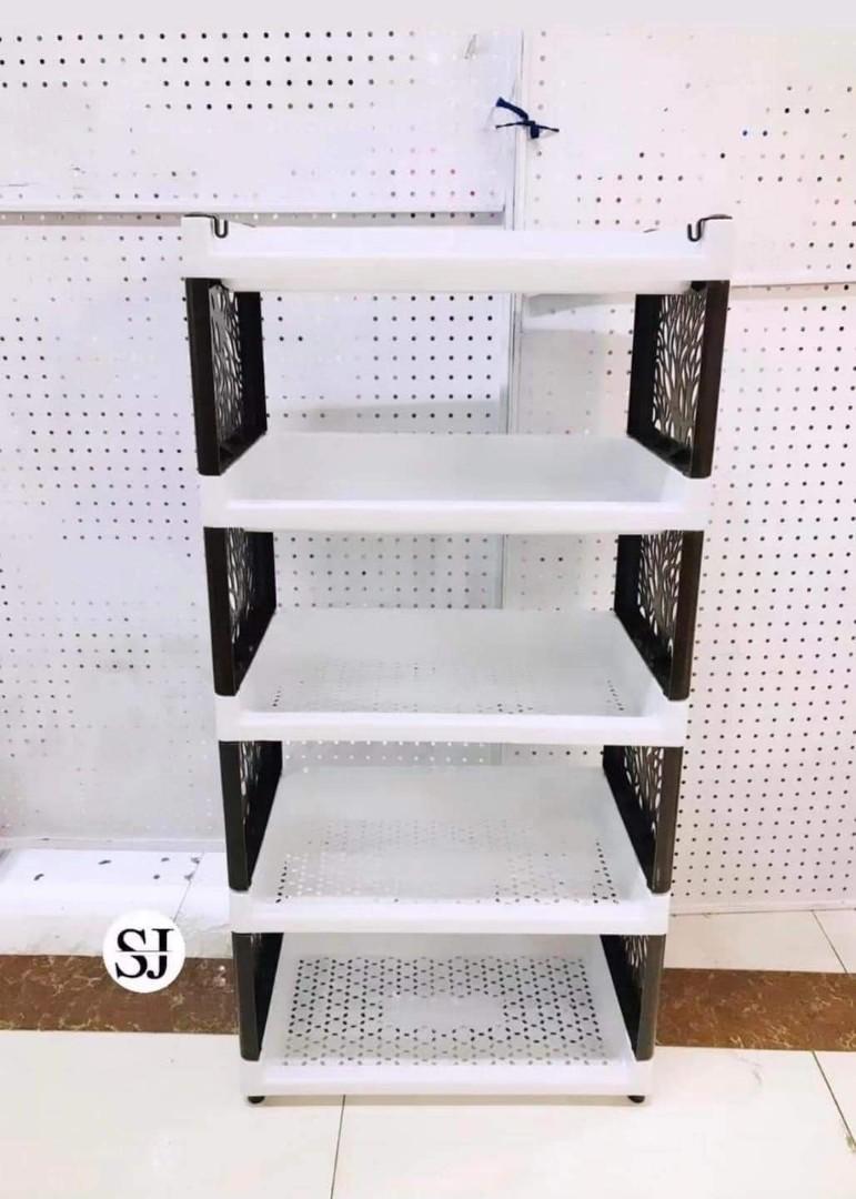 5 Layers Plastic Shelves with wheels, Furniture & Home Living