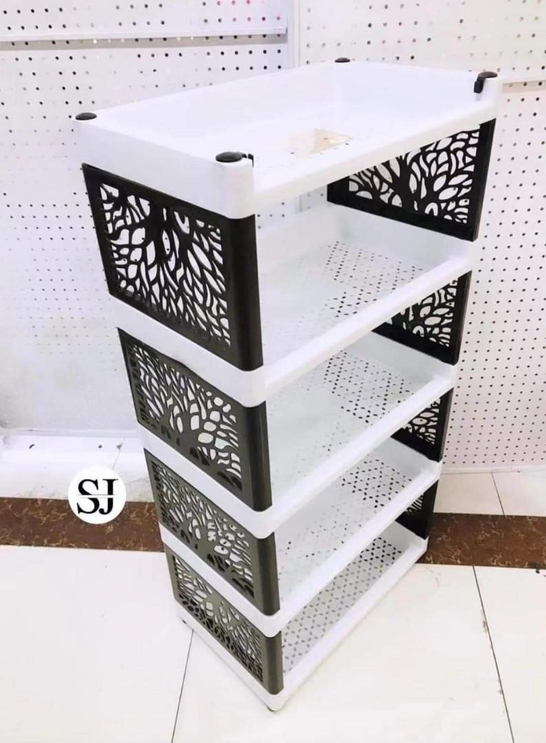 5 Layers Plastic Shelves with wheels, Furniture & Home Living