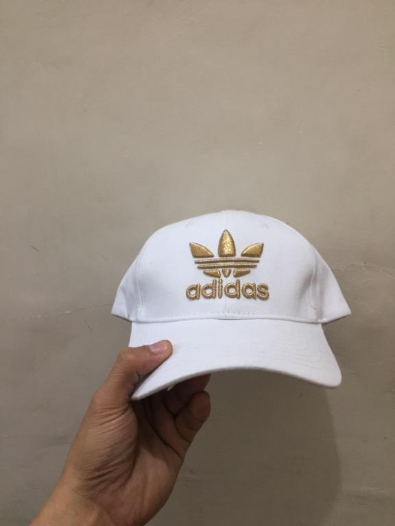 White and gold adidas hat 2025