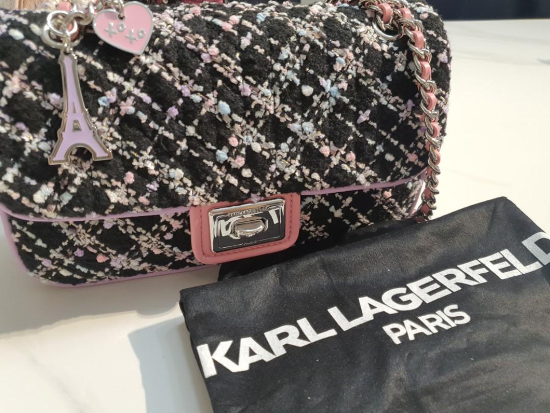 Karl Lagerfeld Agyness Shoulder Bag Black Purple BRAND NEW